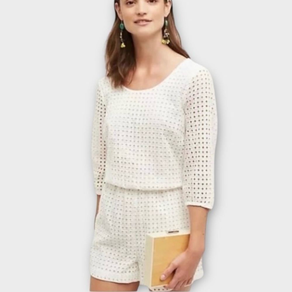 Anthropologie White Eyelet Jumpsuit
